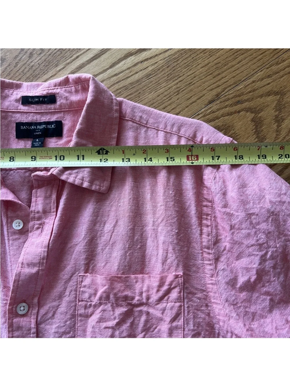 Banana Republic Coral Short-Sleeve Linen Button-Up Shirt Size L